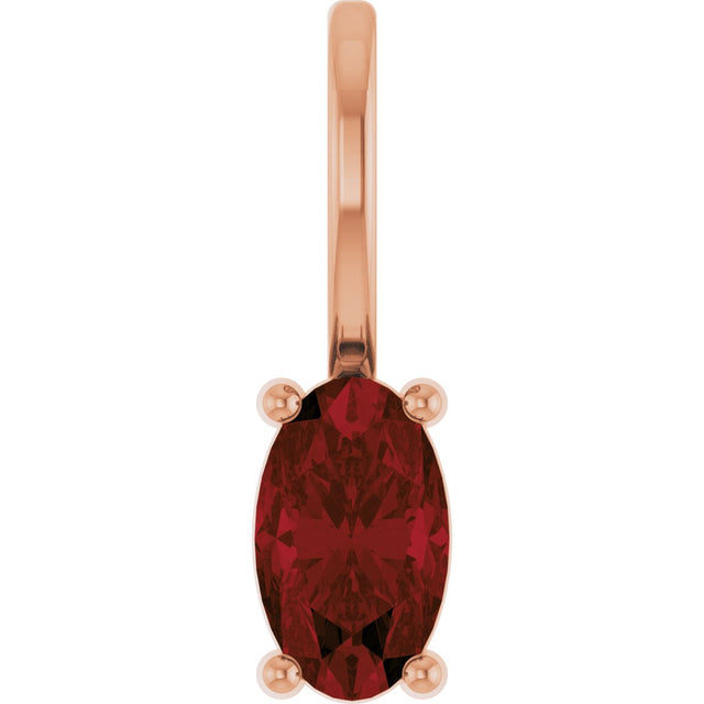 14K Gold Oval Natural Mozambique Garnet Solitaire Pendant – 5x3mm - Rose Gold