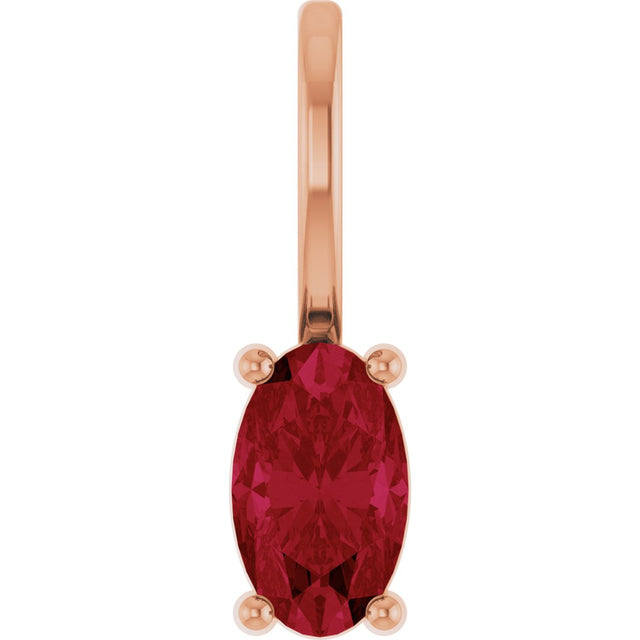 14K Gold Oval Lab-Grown Ruby Solitaire Pendant - Rose Gold