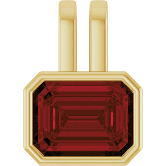 14K Gold Emerald Natural Mozambique Garnet Bezel-Set Solitaire Pendant - Yellow Gold