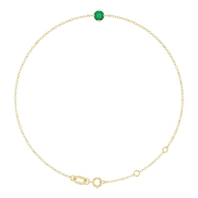 14K Gold Round Lab-Grown Emerald Link Bracelet - Yellow Gold