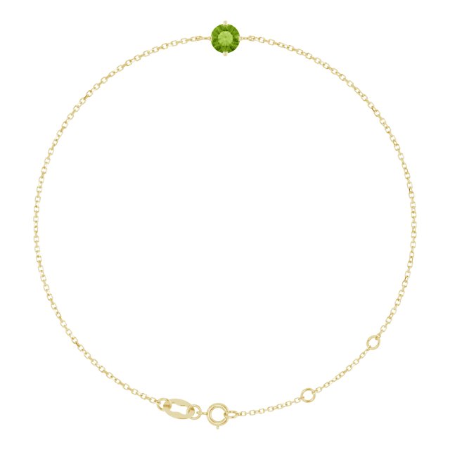 14K Gold Round Natural Peridot Link Bracelet - Yellow Gold