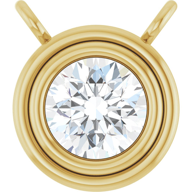 14K Gold Natural Diamond Round Bezel-Set Necklace - Yellow Gold