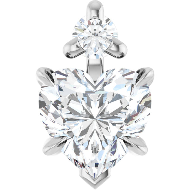 Platinum Natural White Sapphire & Natural Diamond Accented Heart Necklace or Pendant – 0.03 CTW