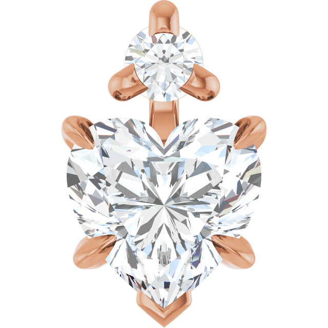 14K Gold Natural White Sapphire & Natural Diamond Accented Heart Necklace or Pendant – 0.03 CTW - Rose Gold