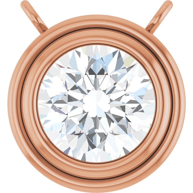 14K Gold Natural Diamond Round Bezel-Set Necklace - Rose Gold
