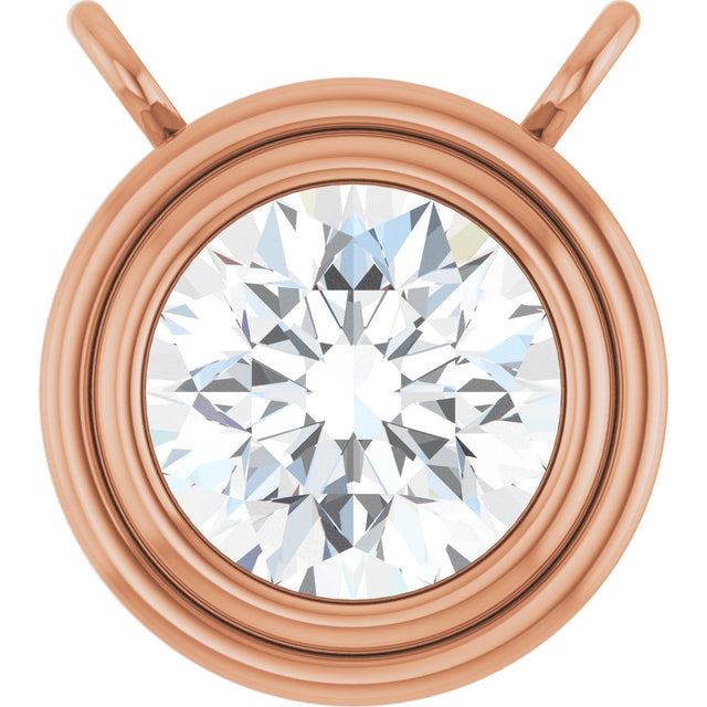 14K Gold Natural Diamond Round Bezel-Set Necklace - Rose Gold