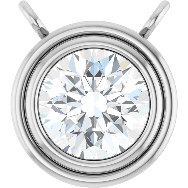 14K Gold Natural Diamond Round Bezel-Set Necklace - White Gold