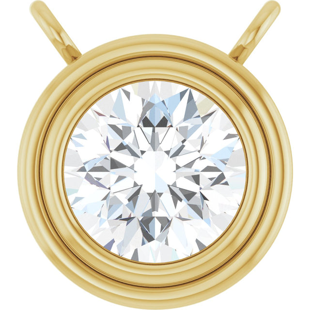 14K Gold Natural Diamond Round Bezel-Set Necklace - Yellow Gold