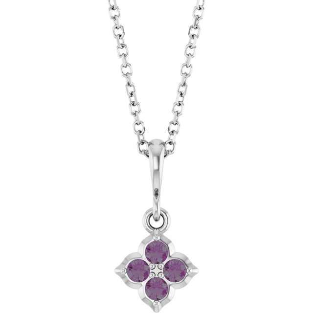 Platinum Round Lab-Grown Alexandrite Cluster Necklace or Pendant
