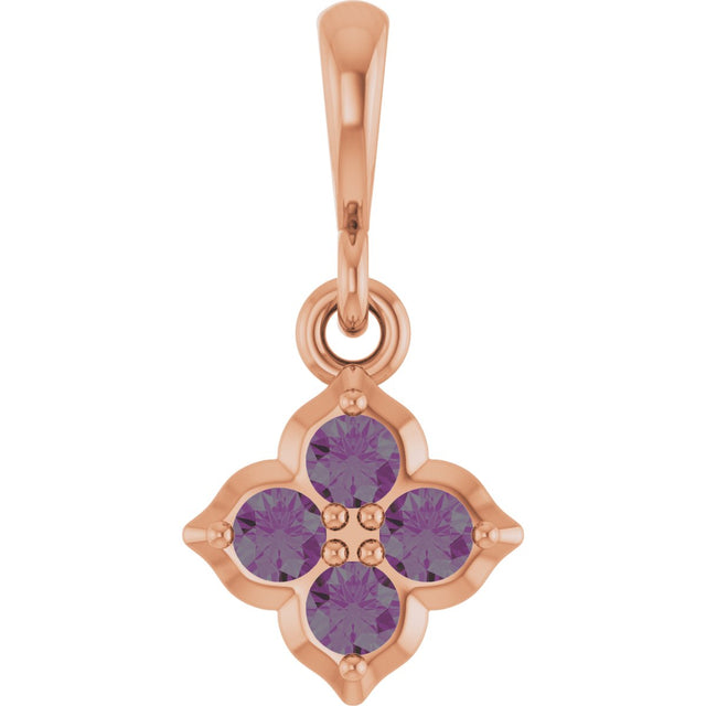 14K Gold Round Lab-Grown Alexandrite Cluster Necklace or Pendant - Rose Gold