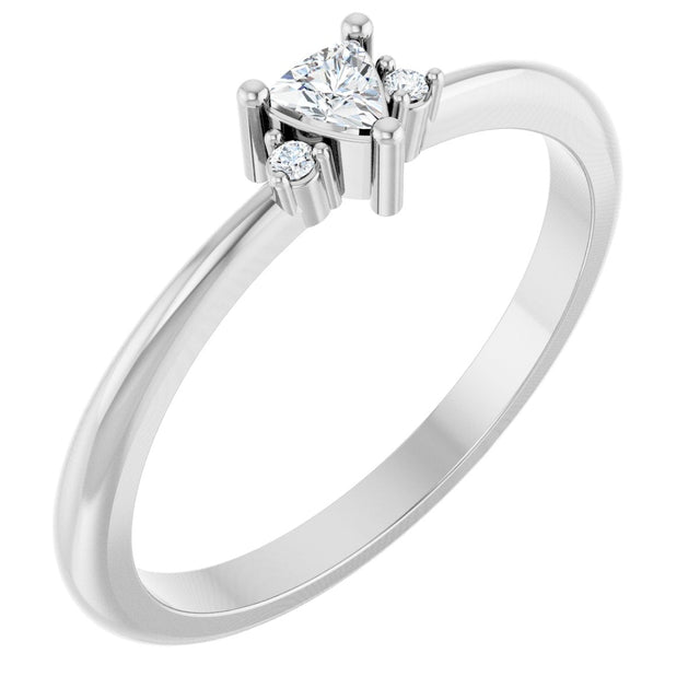 14K Gold Trillion Natural White Sapphire & Natural Diamond Accented Ring - White Gold