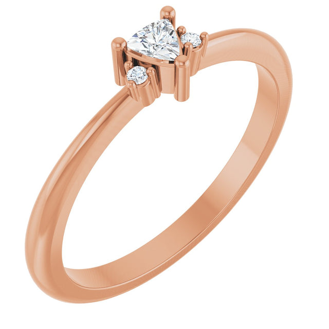 14K Gold Trillion Natural White Sapphire & Natural Diamond Accented Ring - Rose Gold