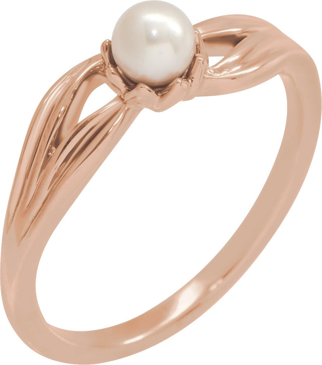 14K Gold Cultured Freshwater Pearl Pearl Ring - Rose Gold