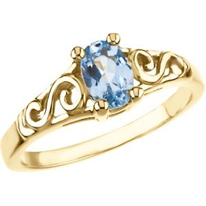 14K Gold Youth Birthstone Ring - Yellow Gold
