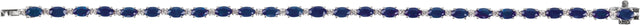 14K Gold Oval Lab-Grown Blue Sapphire & Lab-Grown Diamond Line Bracelet - White Gold - view 2