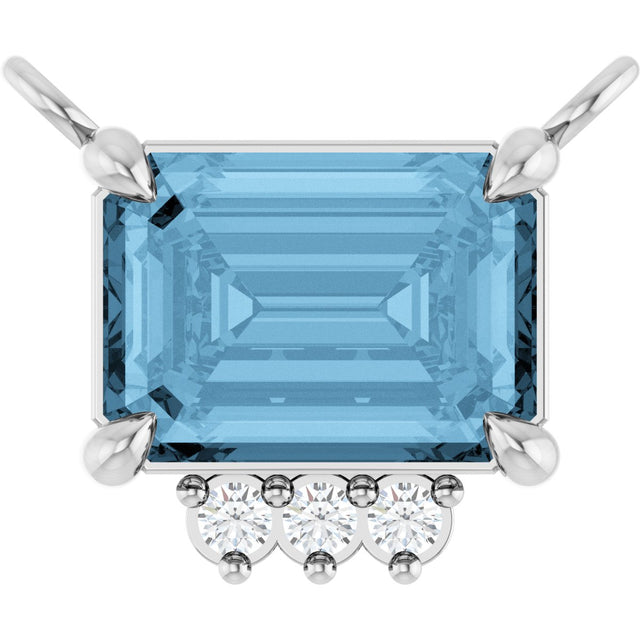 Platinum Emerald Natural Sky Blue Topaz & Lab-Grown Diamond Accented Necklace