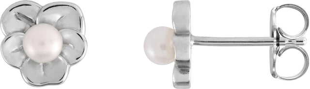 Platinum Cultured Seed Pearl Pearl Earrings