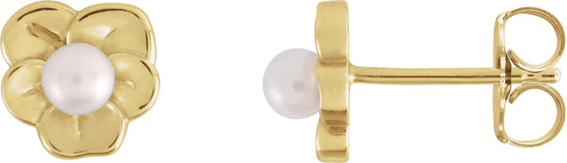 14K Gold Cultured Seed Pearl Pearl Earrings - Yellow Gold