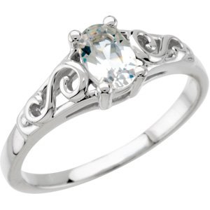 14K Gold Youth Birthstone Ring - White Gold