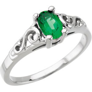 14K Gold Youth Birthstone Ring - White Gold