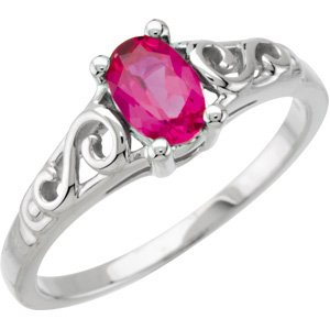 14K Gold Youth Birthstone Ring - White Gold