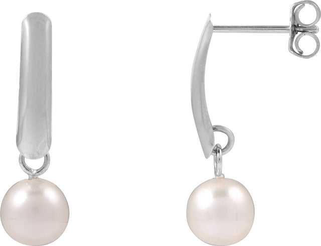 14K Gold Cultured White Freshwater Pearl Pearl Earrings – 5.5-8mm Stones - White Gold