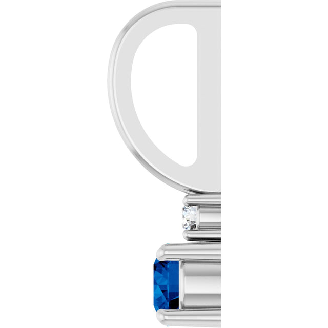 Platinum Round Natural Blue Sapphire Accented Pendant - view 6