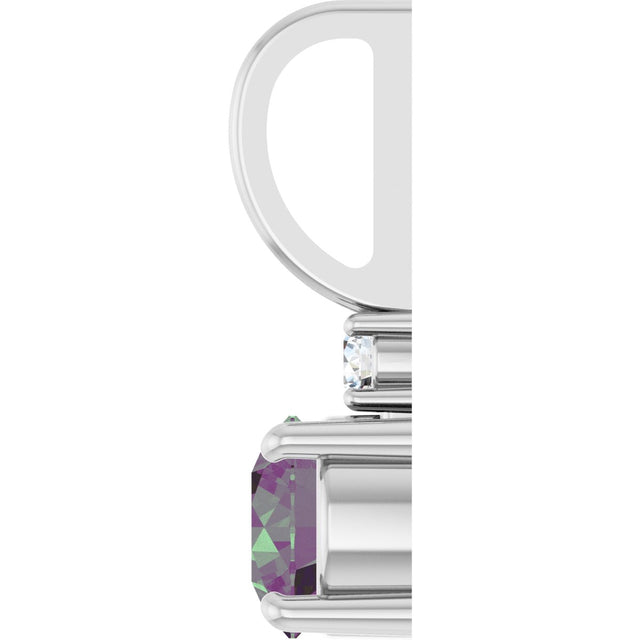 Platinum Round Lab-Grown Alexandrite Accented Pendant - view 6