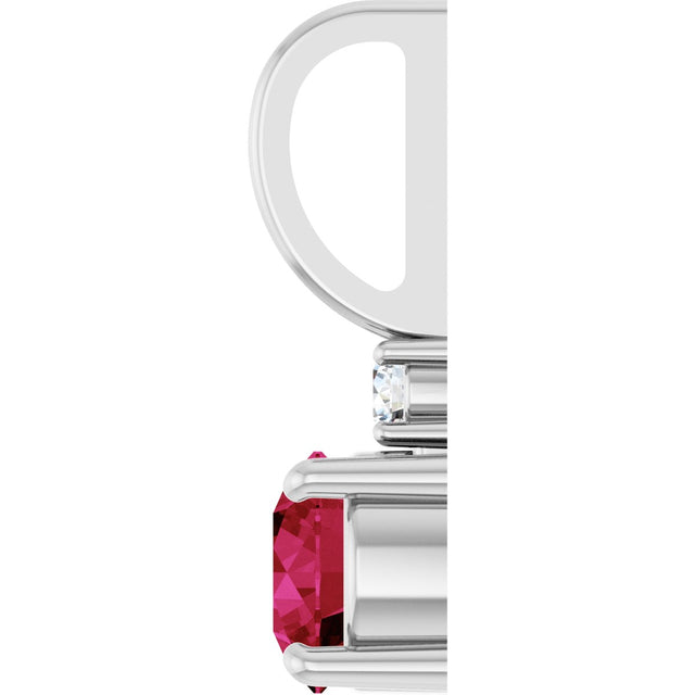 Platinum Round Lab-Grown Ruby Accented Pendant – up to 0.015 CTW - view 6