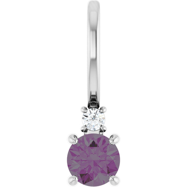 Platinum Round Lab-Grown Alexandrite Accented Pendant - view 4