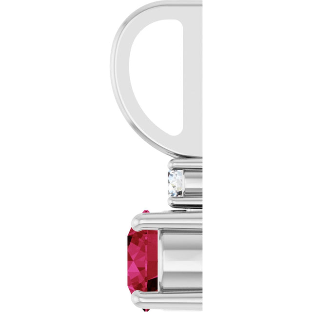 Platinum Round Lab-Grown Ruby Accented Pendant – up to 0.015 CTW - view 6