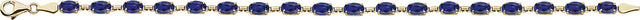 14K Gold Oval Lab-Grown Blue Sapphire Line Bracelet – 6x4mm - view 2