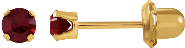 14K Gold Round Mozambique Garnet Piercing Piercing Birthstone Stud Earrings