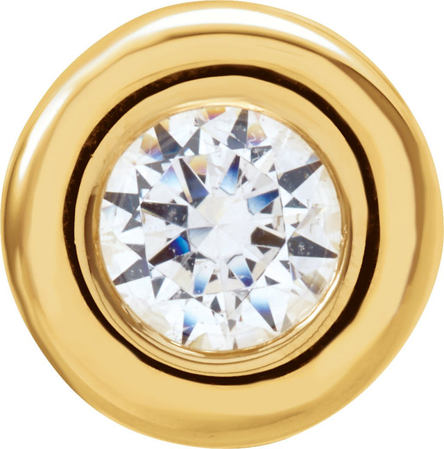 14K Gold Round White Cubic Zirconia Birth of a Child Solitaire Pendant - Yellow Gold