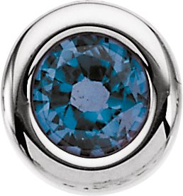 14K Gold Round Blue Zircon Birth of a Child Solitaire Pendant - White Gold