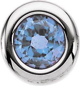 14K Gold Round Aquamarine Birth of a Child Solitaire Pendant - White Gold