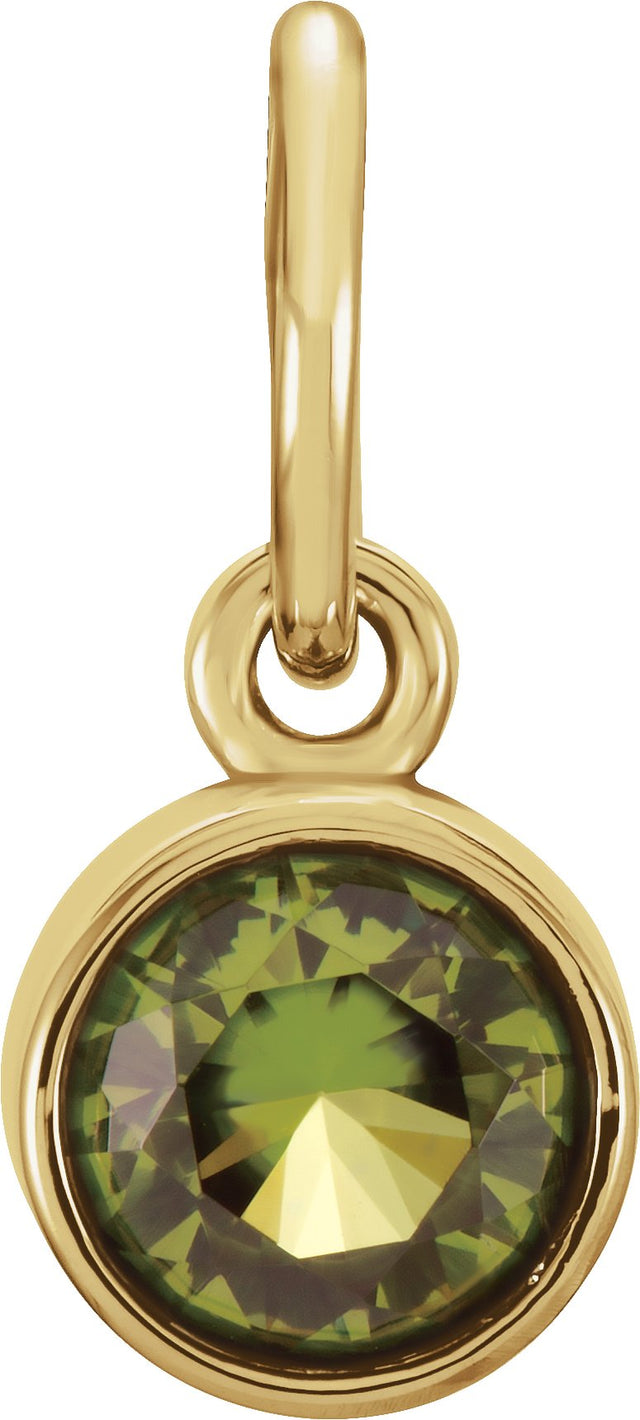 14K Gold Round Peridot Simulated Birthstone Pendant - Yellow Gold
