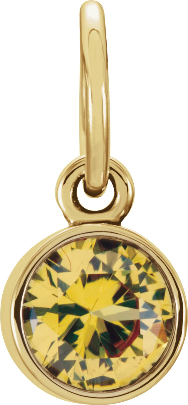 14K Gold Round Citrine Simulated Birthstone Pendant - Yellow Gold