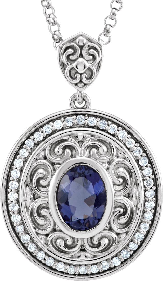 14K Gold Oval Natural Diamond Sculptural Necklace