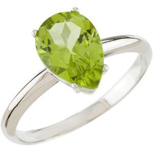 14K Gold Pear Natural Peridot Solitaire Ring