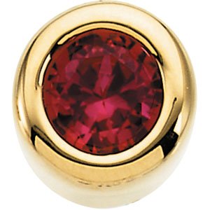 14K Gold Round Ruby Birth of a Child Solitaire Pendant - Yellow Gold