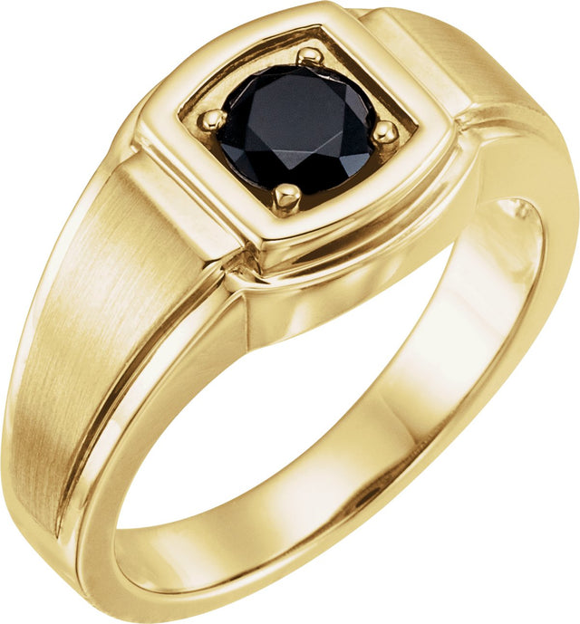 14K Gold Round Natural Black Onyx Solitaire Ring – 6mm Stones - White Gold
