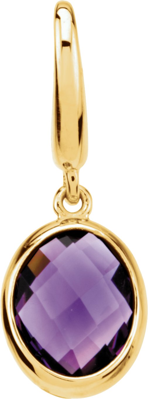 14K Gold Oval Natural Amethyst Solitaire Pendant – 9x7mm
