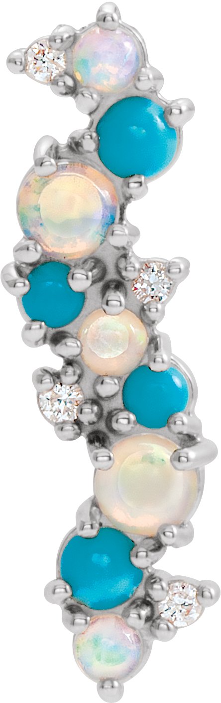 14K Gold Natural Ethiopian Opal & Natural Diamond Scattered Necklace or Pendant - White Gold
