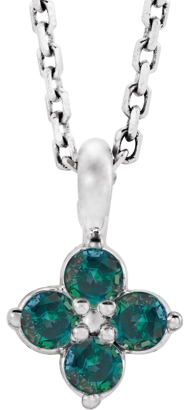 Platinum Round Natural Alexandrite Youth Birthstone Necklace or Pendant