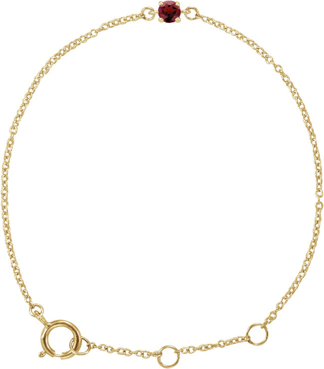 14K Gold Round Mozambique Garnet Youth Birthstone Bracelet - Yellow Gold