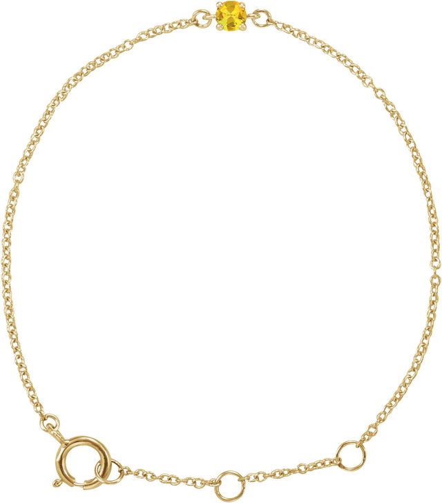 14K Gold Round Citrine Youth Birthstone Bracelet - Yellow Gold