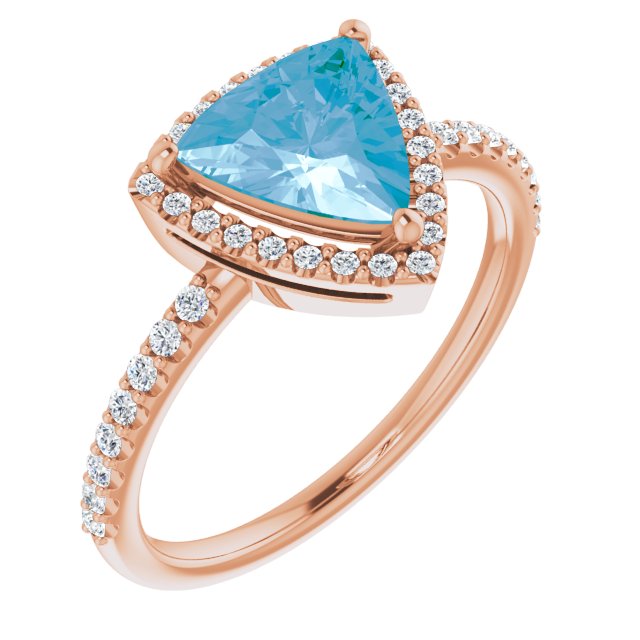 14K Gold Trillion Natural Swiss Blue Topaz & Natural Diamond Halo-Style Ring - Rose Gold