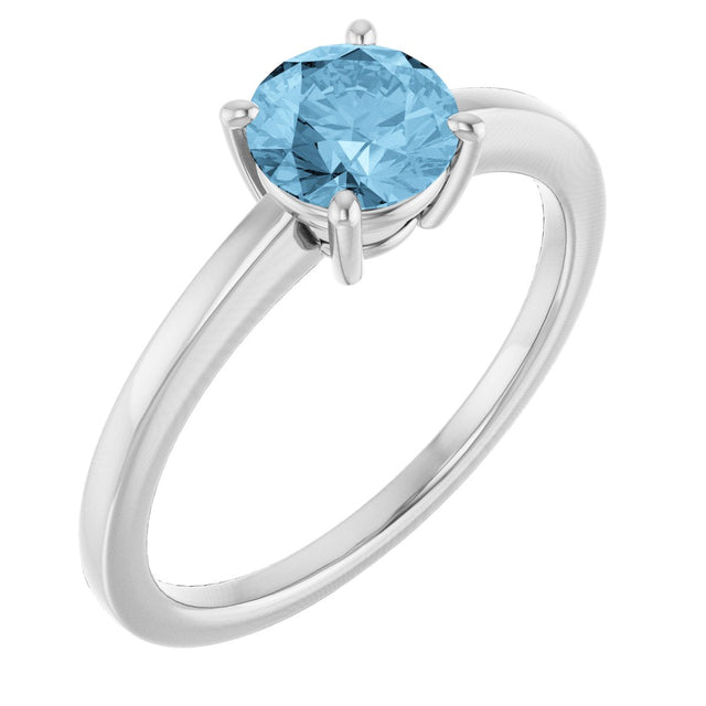 10K Gold Oval Natural Sky Blue Topaz Solitaire Ring - White Gold