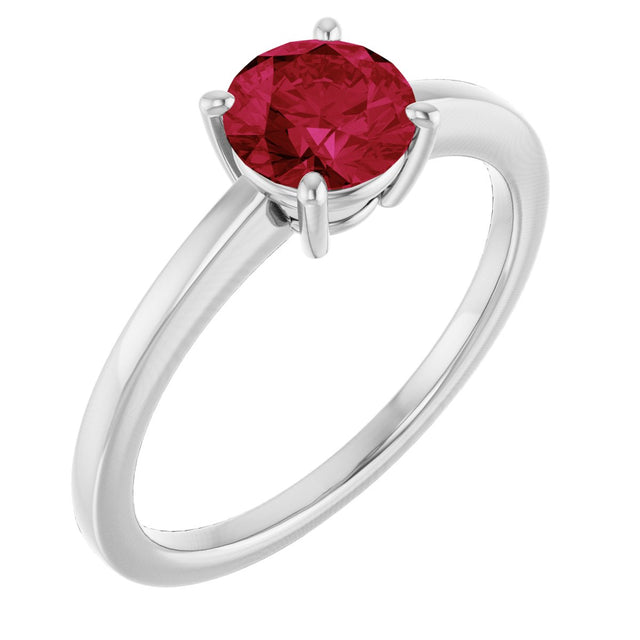 10K Gold Oval Lab-Grown Ruby Solitaire Ring - White Gold